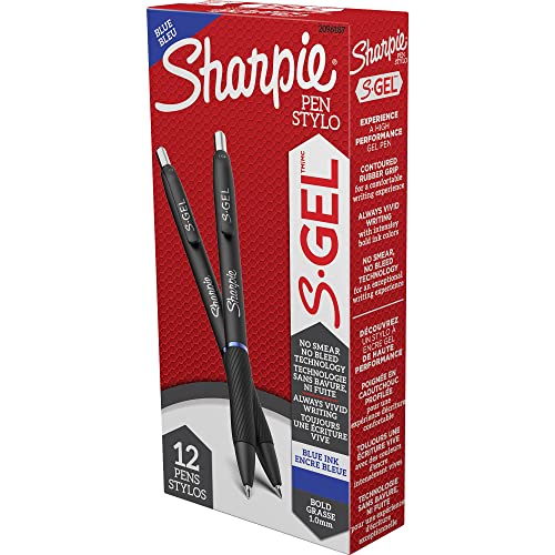 SHARPIE S-Gel Gel Pens, Bold Point (1.0mm), Blue Ink Gel Pen, 12 Count