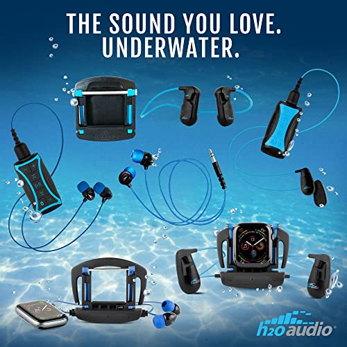 H2O Audio Surge S+ Waterproof Sport Short Cord Headphones for Swimming and Underwater Activities | in-Ear Sweatproof, Dustproof, Water-Resistant Noise Cancelling Earbuds for iPods and MP3 Players