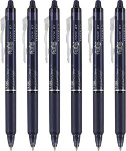 pilot frixion clicker erasable, refillable & retractable gel ink pens, fine point, navy ink, 6-pack (13607)