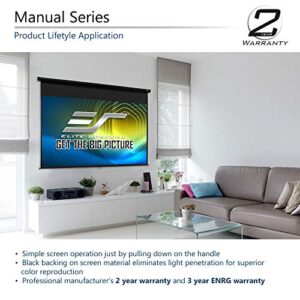 Elite Screens Manual Series, 120-INCH 16:9, Pull Down Manual Projector Screen with AUTO LOCK, Movie Home Theater 8K / 4K Ultra HD 3D Ready, 2-YEAR WARRANTY, M120UWH2