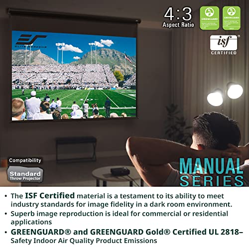 Elite Screens Manual Series, 120-INCH 16:9, Pull Down Manual Projector Screen with AUTO LOCK, Movie Home Theater 8K / 4K Ultra HD 3D Ready, 2-YEAR WARRANTY, M120UWH2