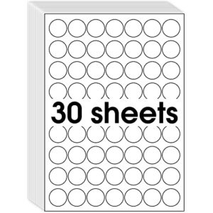 maxgear 1″ round sticker labels, template 6450, for inkjet or laser printer, matte white printable labels sheets, strong adhesive, dries quickly, holds ink well, 30 sheets, 1890 labels