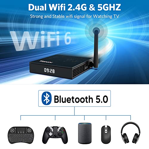 TUREWELL TV Box, TX68 Android 12.0 TV Box 4GB RAM 32GB ROM,H618 Quad Core Smart Android Box Support 2.4/5.8GHz Dual WiFi 4K H.264 HD