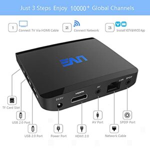 DREAMOSA Android IPTV Box Contains 10000+ Global Channels Movies Sports Cartoon VIP for Free Brazil India Arab Asia Europe, Black, 10*10*1