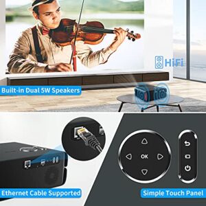 Native 1080P WiFi Bluetooth Projector, FHD Outdoor Movie Projector with Android 9.0,Wireless & Wired Mirroring,Smart Home Theater Projector with Touch Panel/RJ45/HDMI/USB for Phone,TV Stick,DVD,Laptop