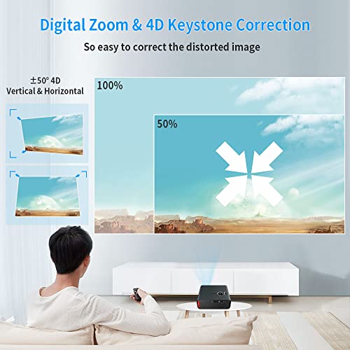 Native 1080P WiFi Bluetooth Projector, FHD Outdoor Movie Projector with Android 9.0,Wireless & Wired Mirroring,Smart Home Theater Projector with Touch Panel/RJ45/HDMI/USB for Phone,TV Stick,DVD,Laptop