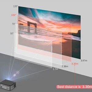 TOEWOE Mini Projector, Portable Video Projector, 50000 Hours Multimedia Home Movie Projector, Compatible with Full HD 1080P HDMI, USB, AV, Laptop, Smartphone