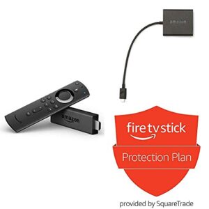 fire tv stick with all-new alexa voice remote bundle – includes ethernet adapter and 2-year protection plan