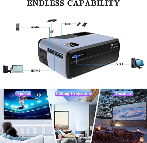 4K Support Mini Projector WiFi and Bluetooth, Native 1080p LED Projector Outdoor Portable Home Theater, Android 9.0 with Apps Wireless Casting, Auto Keystone Projectors Support TV Stick/PPT/DVD/Laptop