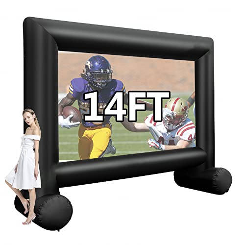 Xmaybang 14ft Inflatable Movie Projector Screen, Outdoor Projector Screen, Front/Rear Projection, Including Blower, Pedestal, Straps and Storage Bag