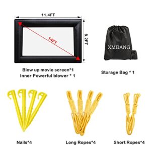 Xmaybang 14ft Inflatable Movie Projector Screen, Outdoor Projector Screen, Front/Rear Projection, Including Blower, Pedestal, Straps and Storage Bag