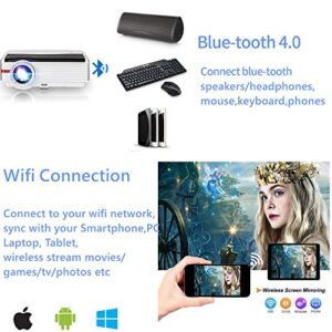 HD 1080p Wireless Projector, Android System Smart WiFi Movie Projector 9000lm for Home Office Gaming, Airplay, Projectors with Bluetooth, 10W Speaker, Compatible w/ HDMI Phone DVD Roku Fire Stick