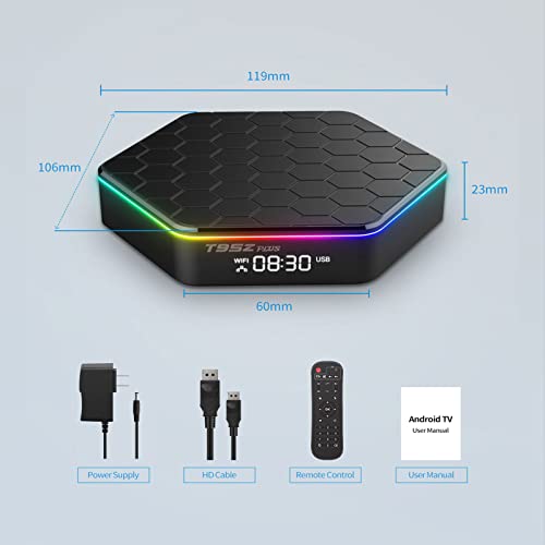 2023 Android TV Box 12.0, T95Z Plus Android Box 4GB 32GB, 6K TV Box Allwinner H618 2.4G/5.0GHz WiFi Ethernet 100M Bluetooth 5.0, Support H.265 UHD 3D HDR 10+, Smart TV Box