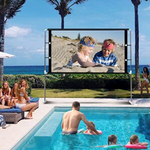 Projector Screen with Stand, Foldable Movie Screen Outdoor Indoor Projection Screen for Home Theater Backyard Cinema Party Office Travel, 16:9 4K HD Rear Front Projection Movies Screen, 89 inch