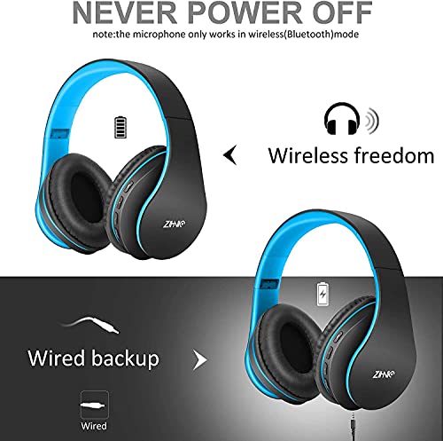 2 Items,1 Black Blue Zihnic Over-Ear Wireless Headset Bundle with 1 Black Red Zihnic Foldable Wireless Headset