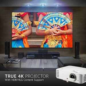 ViewSonic (PX748-4K) 4K UHD Projector with 4000 Lumens 240 Hz 4.2ms HDR Support Auto Keystone Dual HDMI and USB-C for Home Theater Day and Night, Stream Netflix with Dongle