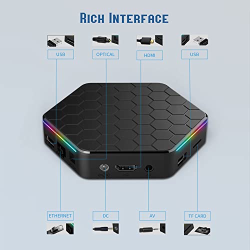 2022 Android TV Box 12.0 2GB RAM 16GB ROM, Android Box H618 Quad-core Cortex-A53 CPU Support 6K 4K HDR10+, Wi-Fi 6 2.4G/5G Dual Wi-Fi Bluetooth 5.0 100M Ethernet USB 2.0 Smart TV Box