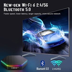 2022 Android TV Box 12.0 2GB RAM 16GB ROM, Android Box H618 Quad-core Cortex-A53 CPU Support 6K 4K HDR10+, Wi-Fi 6 2.4G/5G Dual Wi-Fi Bluetooth 5.0 100M Ethernet USB 2.0 Smart TV Box