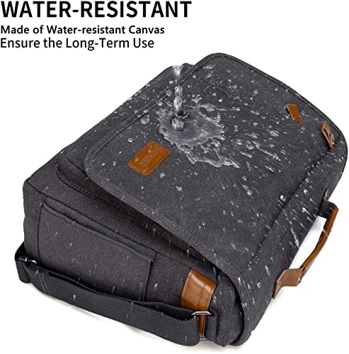 ESTARER Computer Messenger Bag 17-17.3 Inch Water-resistance Canvas Laptop Shoulder Bag for Travel Work College New Version, Grey