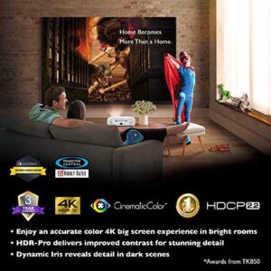 BenQ TK850i True 4K HDR-PRO Smart Home Entertainment Projector powered by Android TV | 3000 Lumens | 98% Rec.709 | Lens shift & Keystone for Easy Setup | 3D Projector for Binge Watchers and Sports