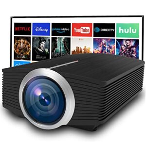mini projector, 1080p hd supported portable projector 2023 upgraded laptop projector outdoor office home theater movie projector with hdmi/usb/audio/av for ios/android/windows/ps5/computer/tv