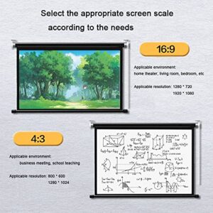 TOCTUS Indoor Projector Screen 60 Inch, Home Cinema HD Projector Screen Curtain Pull Down, Manual Movie Screen Portable Format 4: 3/16: 9, Hanging Screen for Office Projector ( Size : 60inch 16:9 )