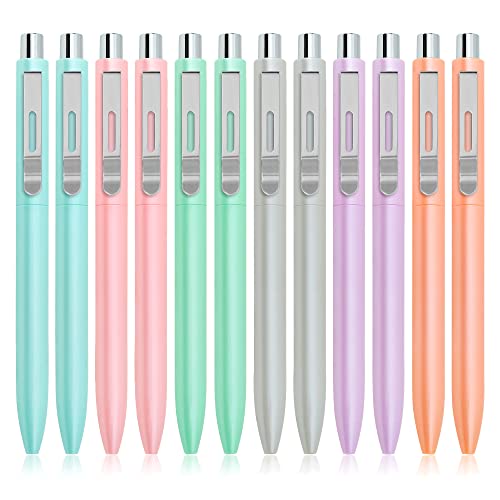 Yuimion 12Pcs Ballpoint Pen Retractable Pens Comfortable Writing Pens Gift Pens for Journaling Black Ink Medium Point 1.0 mm for school and office supplies