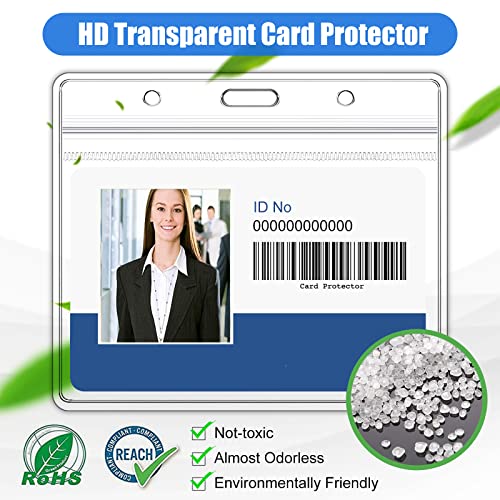 6Pcs Clear Card Holder, Waterproof Plastic ID Card Holder Name Tags Badge Holders, 3.89x3.34 inch Horizontal Badge ID Name Tag Plastic Sleeve with Resealable Zip