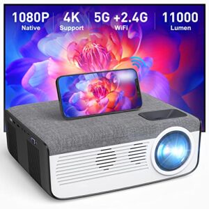 outdoor projector with 100″ screen, vyser native 1080p 8500l bluetooth projector 4k supported movie projector 100,000 life hours compatible with tv stick