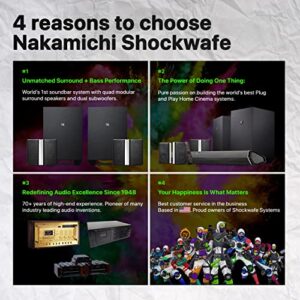 Nakamichi Shockwafe Ultra 9.2.4 Channel 1000W Dolby Atmos/DTS:X Soundbar with Dual 10" Subwoofers (Wireless) & 4 Rear Surround Speakers. Enjoy Plug and Play Explosive Bass & High End Cinema Surround