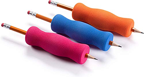 Special Supplies Long Foam Pencil Grips for Kids Adults Colorful, Cushioned Holders for Handwriting, Drawing, Coloring | Ergonomic Right or Left-Handed Use | Reusable (12)