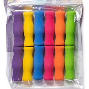 Special Supplies Long Foam Pencil Grips for Kids Adults Colorful, Cushioned Holders for Handwriting, Drawing, Coloring | Ergonomic Right or Left-Handed Use | Reusable (12)