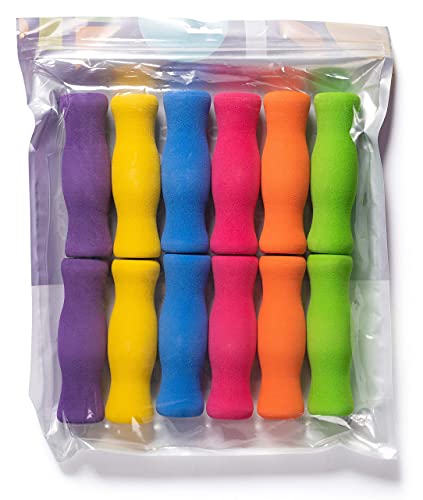 Special Supplies Long Foam Pencil Grips for Kids Adults Colorful, Cushioned Holders for Handwriting, Drawing, Coloring | Ergonomic Right or Left-Handed Use | Reusable (12)