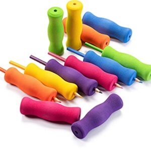 Special Supplies Long Foam Pencil Grips for Kids Adults Colorful, Cushioned Holders for Handwriting, Drawing, Coloring | Ergonomic Right or Left-Handed Use | Reusable (12)