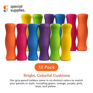Special Supplies Long Foam Pencil Grips for Kids Adults Colorful, Cushioned Holders for Handwriting, Drawing, Coloring | Ergonomic Right or Left-Handed Use | Reusable (12)