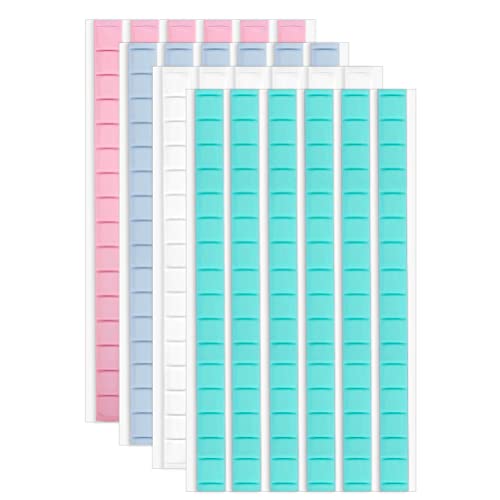408 PCS Adhesive Sticky Tack Putty, Removable Putty Non-Toxic Mounting Putty Reusable Wall Safe Tack Putty for Wall Hanging Pictures Poster Museum, Cleaning, Nail (White, Pink, Green, Blue)