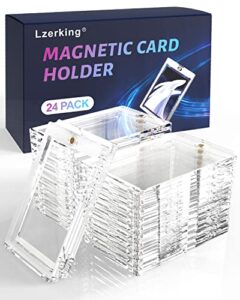 magnetic card holders 24 pack, 35pt one touch card holder for trading card, baseball card, sports card