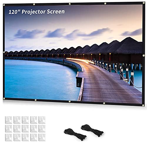 120 inch Projector Screen Portable 16:9 HD Foldable Anti-Crease Projection Screen 4K for Home Theater Movie Theatre Cinema Game Office…