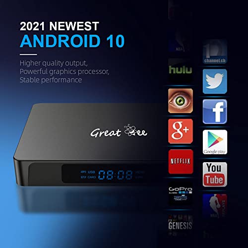 Great Bee One Year Android 10 Arabic 4K TV Box for IPTV with Google YouTube and Chromecast