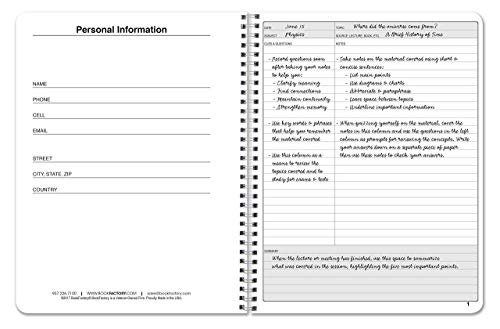 BookFactory Universal Note Taking System (Cornell Notes) / NoteTaking Notebook - 120 Pages, 8 1/2" x 11" - Wire-O (LOG-120-7CW-A(Universal-Note))