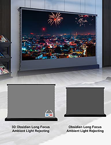 VIVIDSTORM-3D Long Focus Ambient Light Rejecting Screen Material, Motorized Floor-Rising Projection Screen,Compatible with Lumen up to 1800ANSI of Normally Projector,VSDSTALR120H-3D