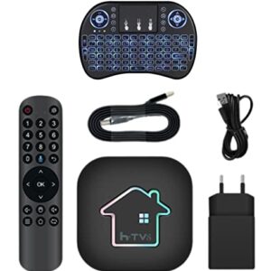 2022 HTV8 Box Brazil H8, HTV 7 Brazil Brazilian TV Box - 2GB RAM +16GB | 2.4GHz/ 5GHz WiFi 4K UHD Bluetooth 4.2 | Extra Backlit Mini Keyboard