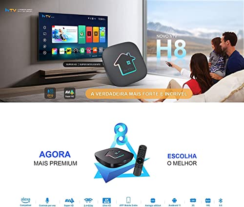 2022 HTV8 Box Brazil H8, HTV 7 Brazil Brazilian TV Box - 2GB RAM +16GB | 2.4GHz/ 5GHz WiFi 4K UHD Bluetooth 4.2 | Extra Backlit Mini Keyboard