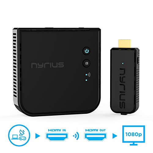 Nyrius Aries Prime Wireless Video HDMI Transmitter & Receiver for HD 1080p Video Streaming with Bonus HDMI Cable