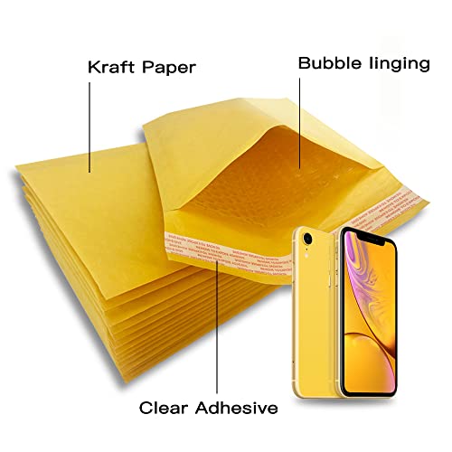 Coolpkg Kraft Bubble Mailer, Self seal Bubble Shipping Envelopes, Padded Evelopes, Made in USA (50, 4 * 8)