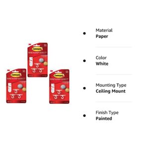 Command 17008-ES Ceiling 9 Hooks, 12 Foam Strips per, White