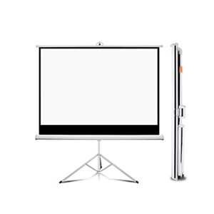 fmoge 72 inch projector screen with stand, high definition premium wrinkle-free projector screen for movie or office presentation, fast-folding,16:9