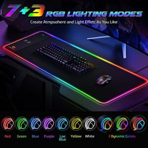 Gimars Gaming Mouse Pad with Wireless Charging, Extened Large 10W Fast Charging RGB Gaming Mouse Pad, 10 Colors LED Light, Premium Smooth Surface, Non Slip Desk Mat for Gaming, Mac, PC, Office