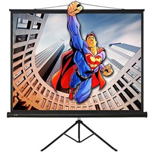 fmoge projector screen projector screen with stand for movie or office presentation – 4:3 hd premium tripod screen portable projector screen (color : black, size : 84inch)