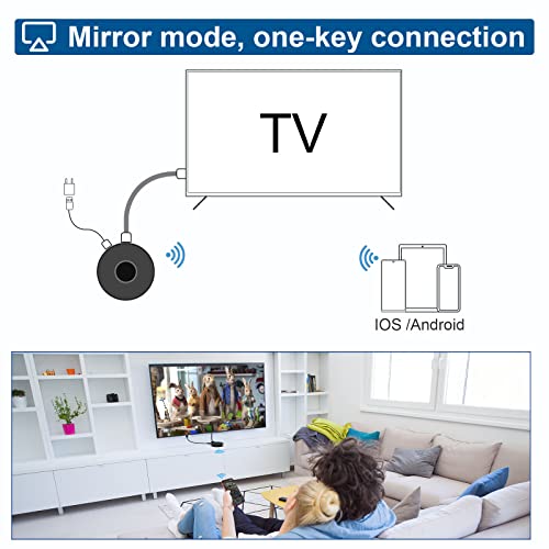 Topbuy Wireless HDMI Display Dongle Adapter, TV Adapter Used for Streaming Video/Audio from Laptop, PC, Smartphone to HDTV/Projector, No Setup,No Need APP, Support Android, iOS, Windows and MacOS